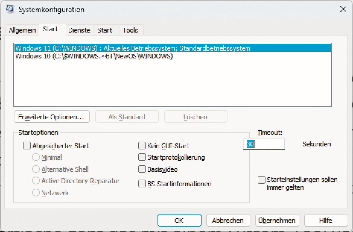 Windows-Boot Timeout