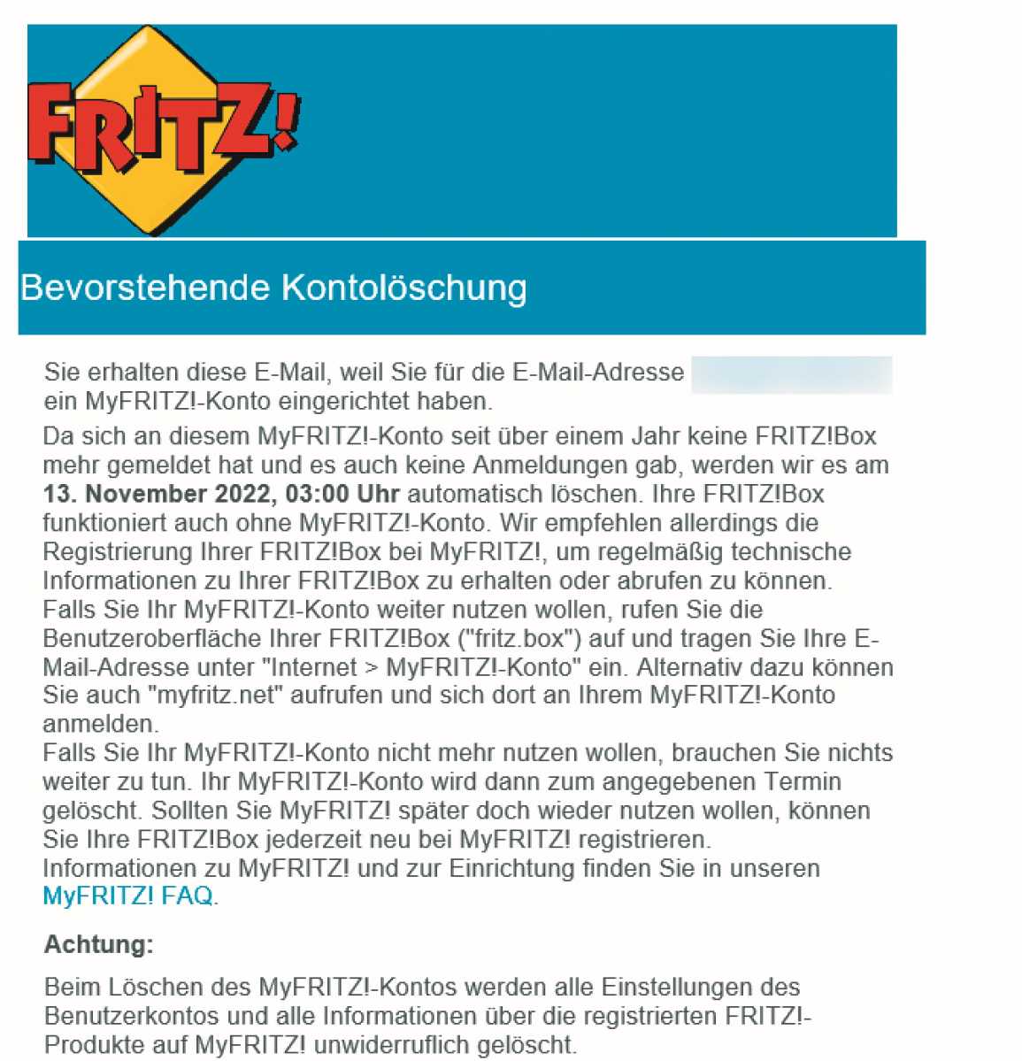 Myfritz Kontolöschung