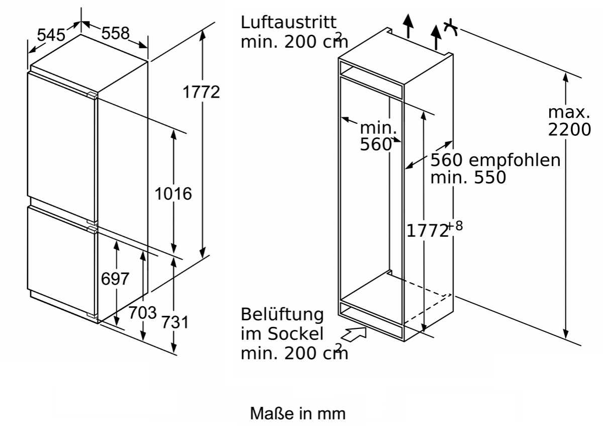 Beispiel Einbaukühlschran