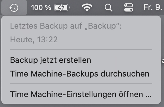 Time Machine Menü