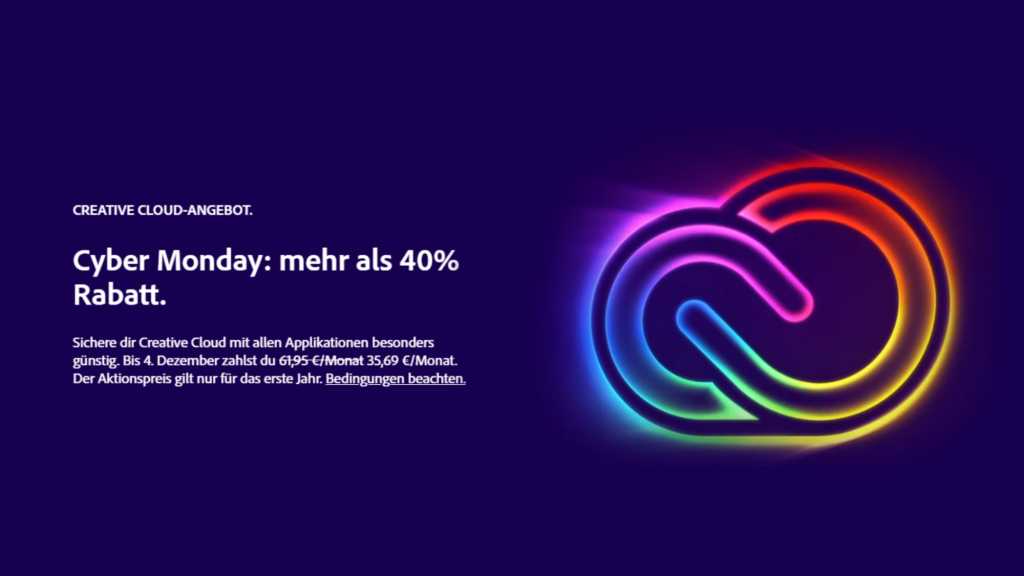 Image: Cyber-Deals: Adobe CC stark reduziert â Ã¼ber 40 Prozent Rabatt