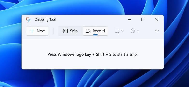 Grabador de pantalla de la herramienta de recorte de Windows 11