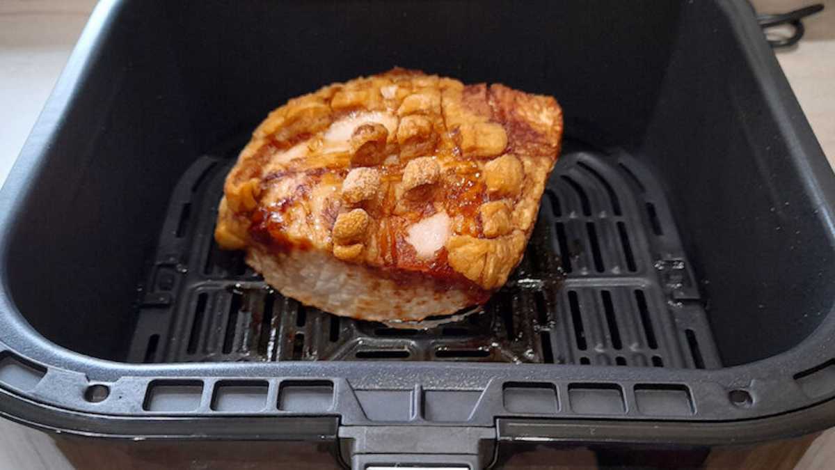 Pork cooked in an air fryer