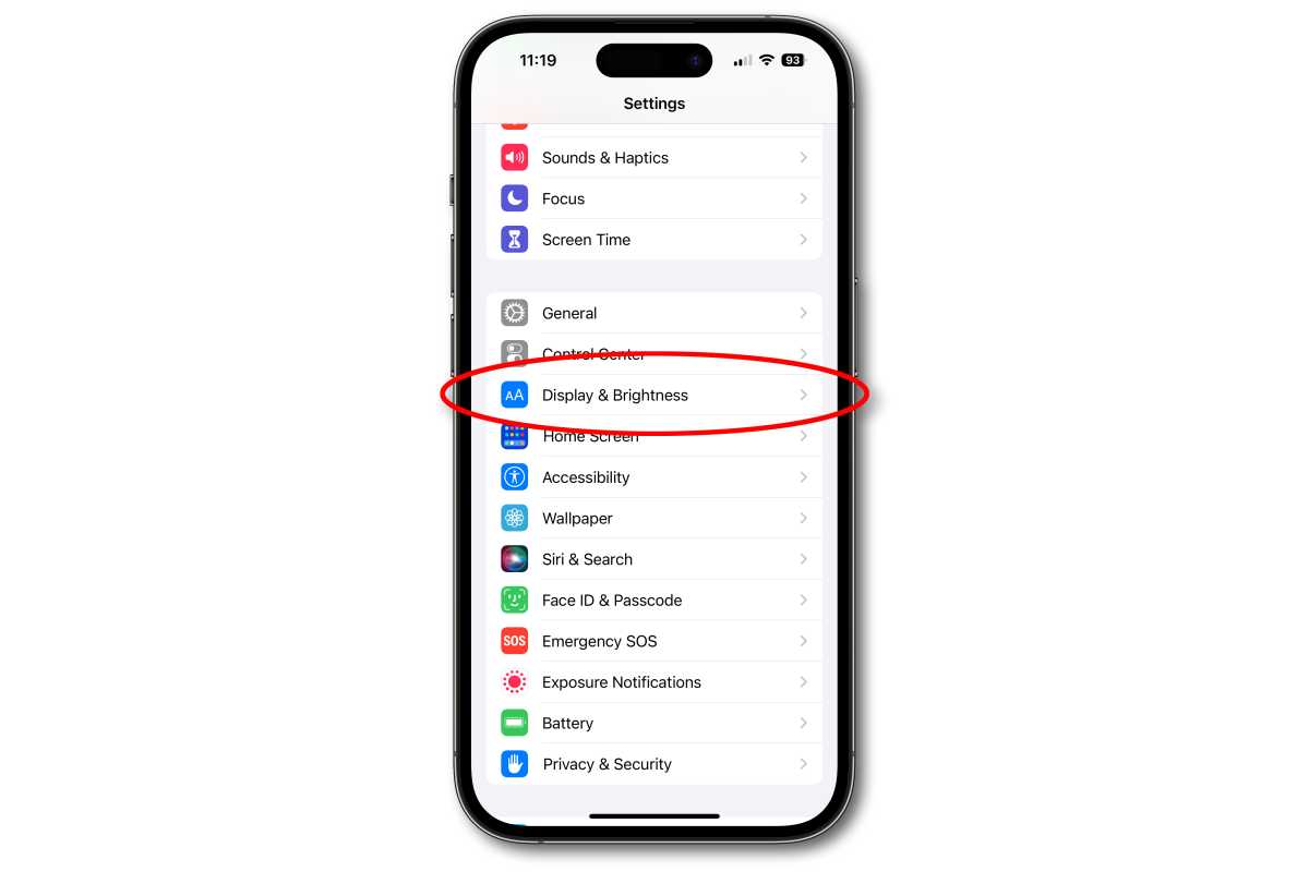 iPhone 14 Pro Always On Display settings