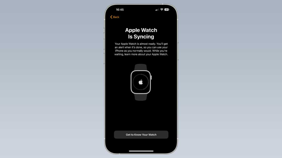 Apple Watch final syncing screen
