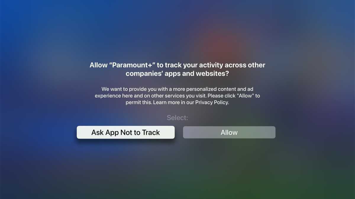 App Tracking Transparency controls on the Apple TV 4K