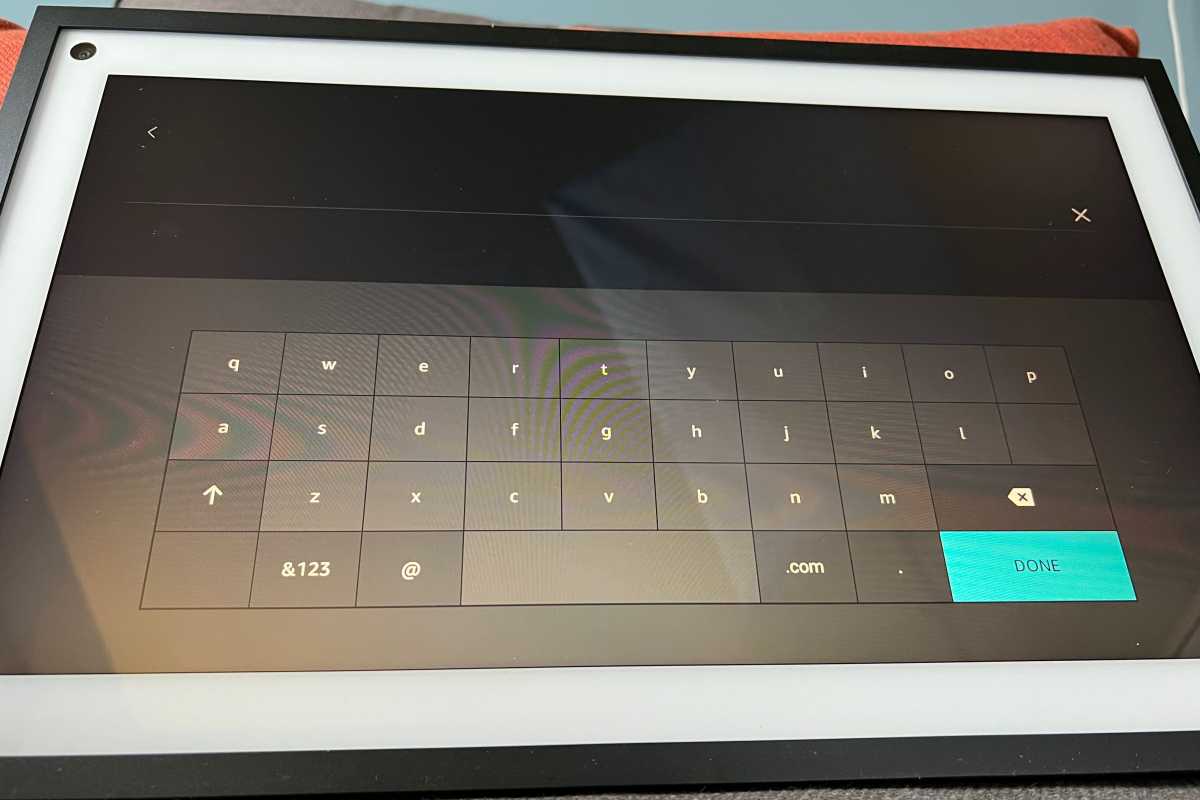 Touch keyboard in the Fire TV interface on the Echo Show 15