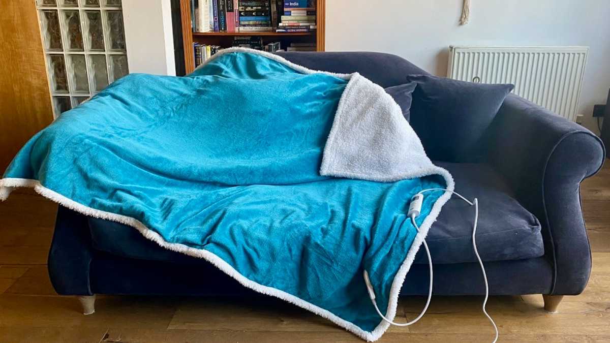 Electric blanket on a sofa