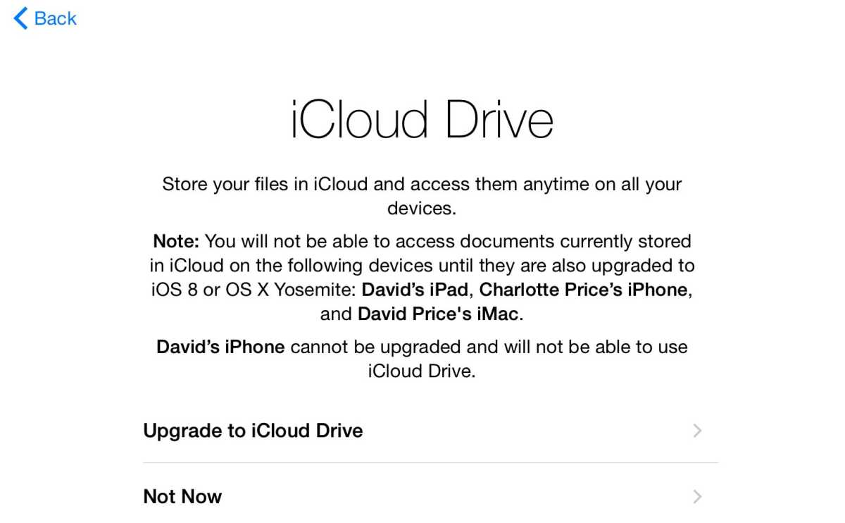 iPhone setup - iCloud Drive