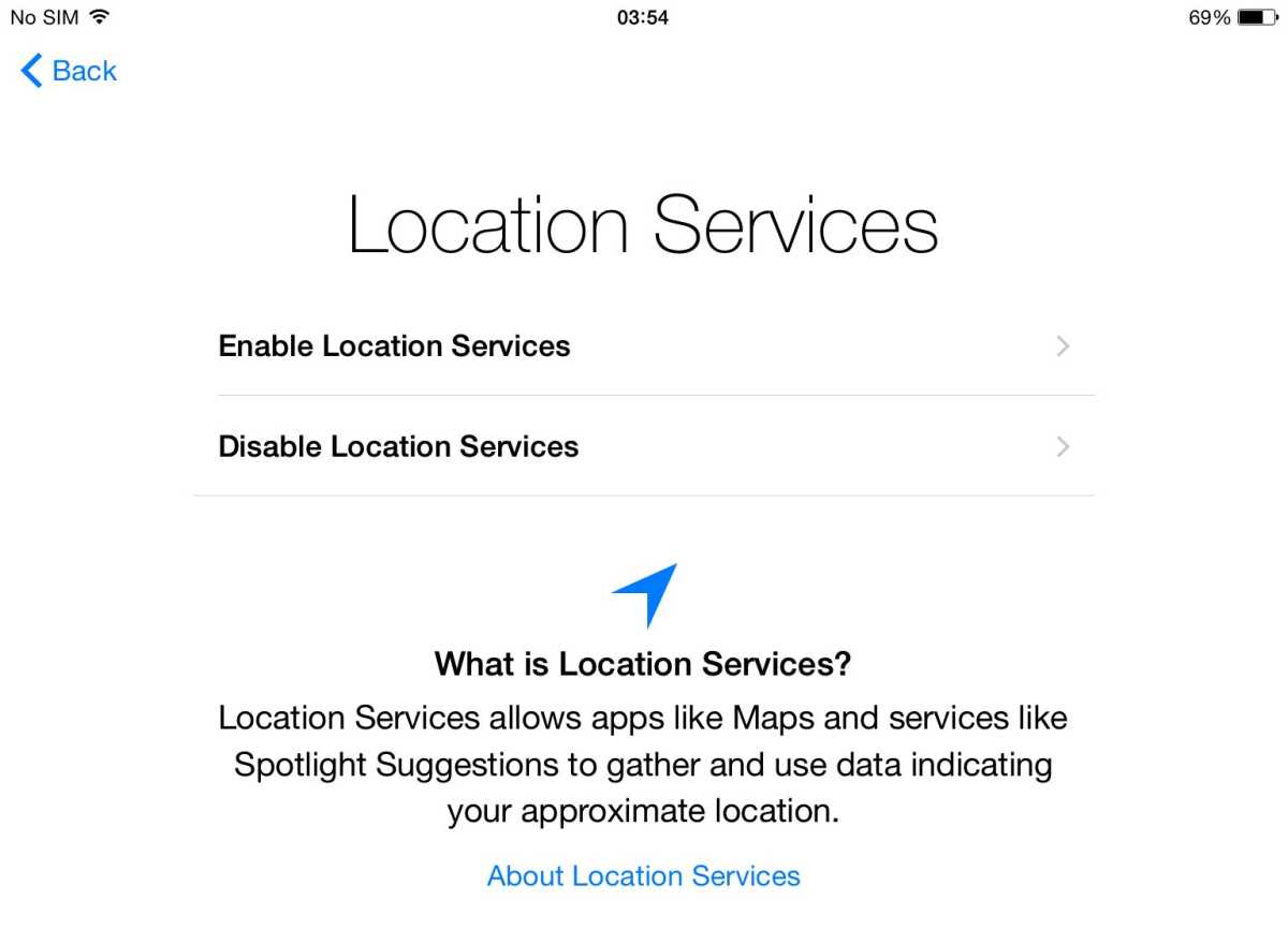 iPhone setup location services