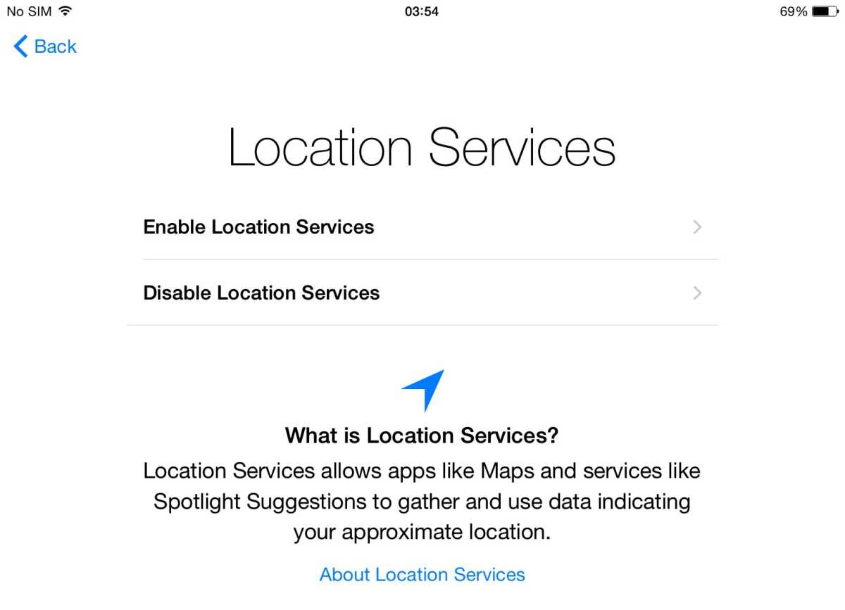 iPhone Setup Location Services