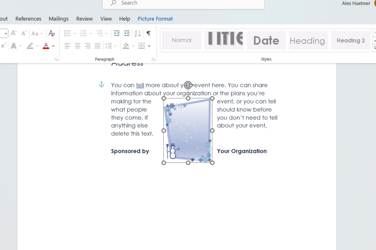 How to justify pictures in Microsoft Word