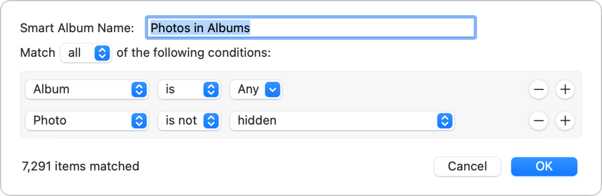 Cara menandai gambar untuk mengetahui album mana yang ada di dalam Foto untuk macOS