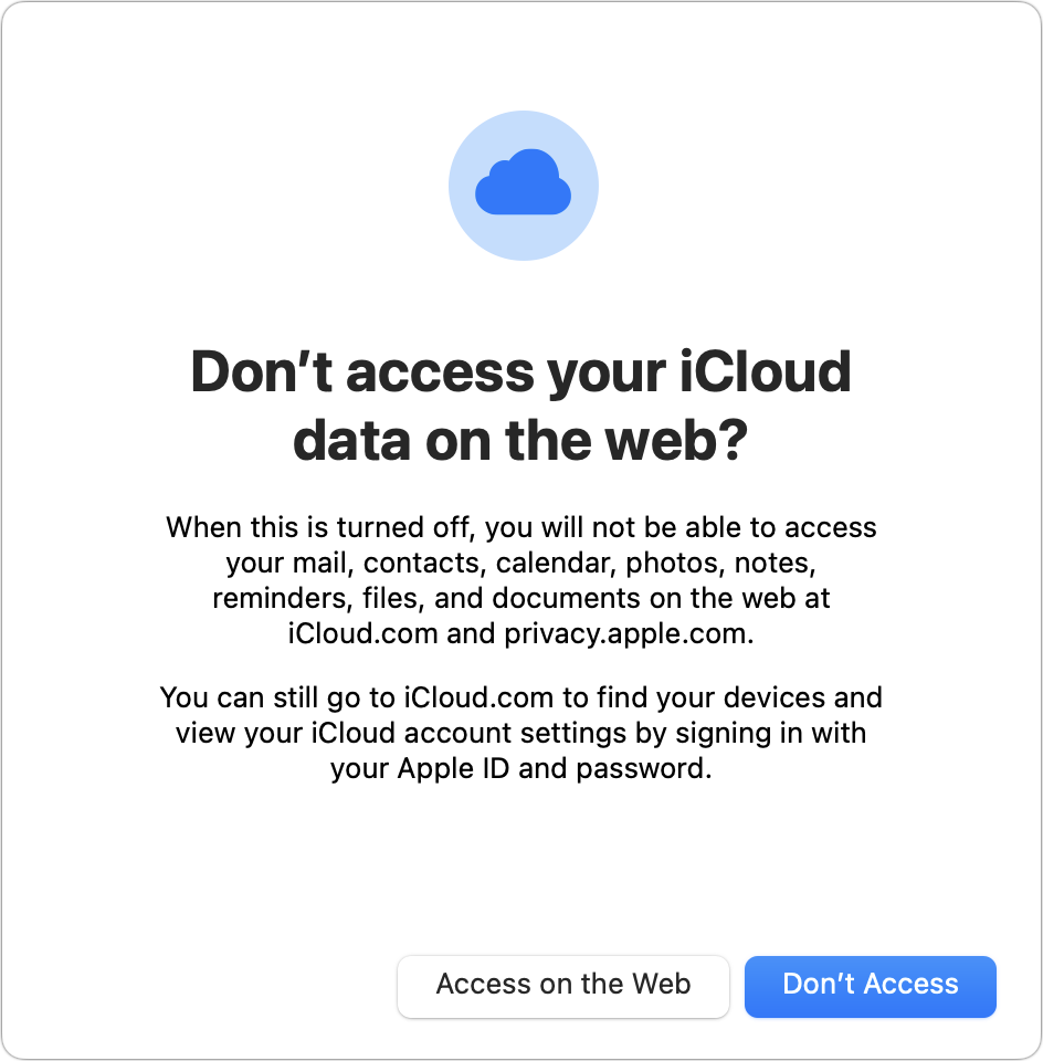 Cara menonaktifkan akses iCloud.com ke data Anda