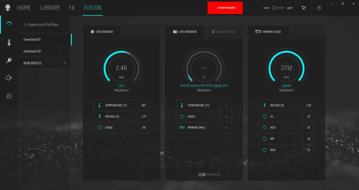 Overlocking software interface