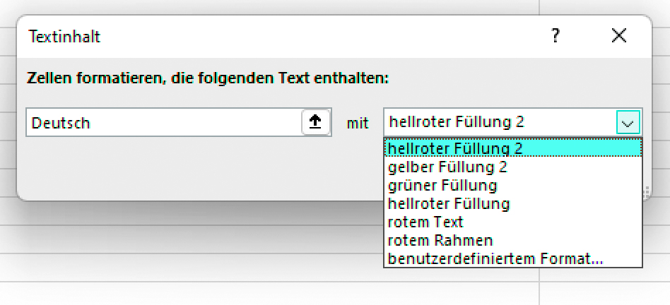 Bedingte Formatierung Vorlagen