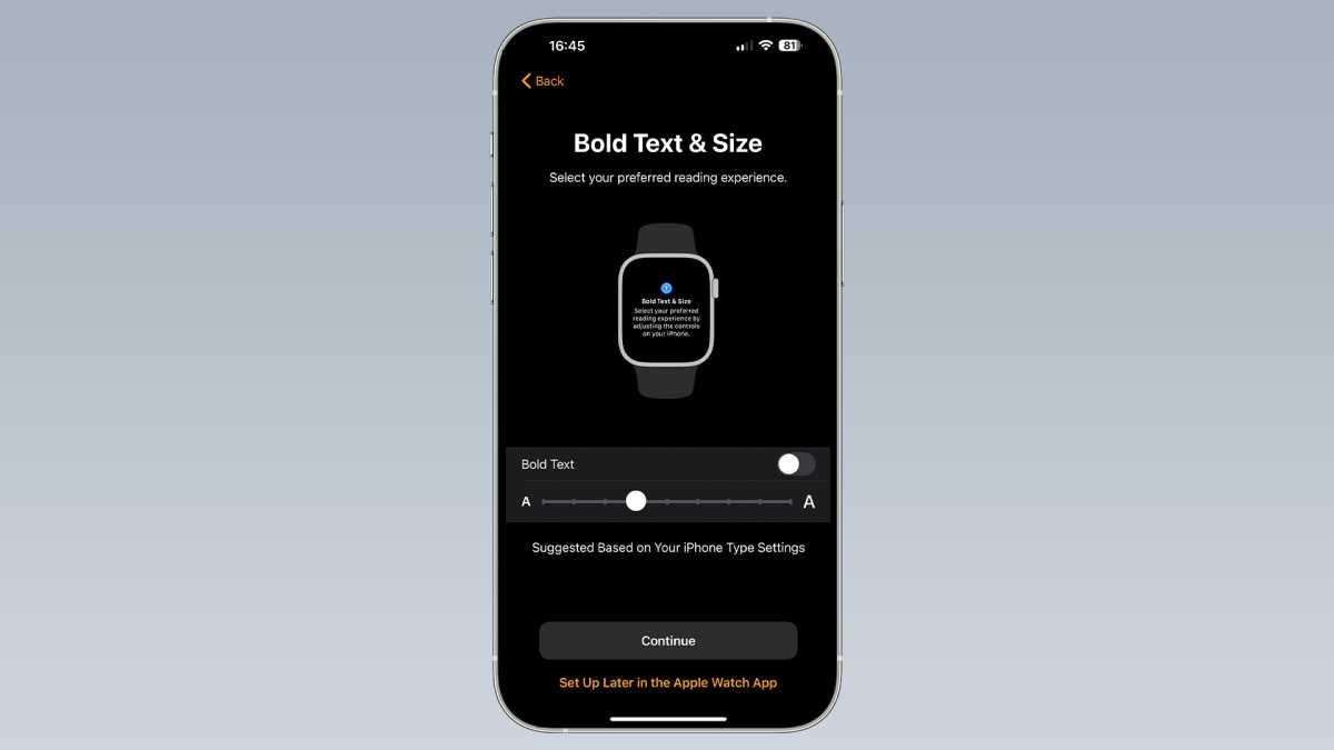 Apple Watch setup - Bold Text & Size