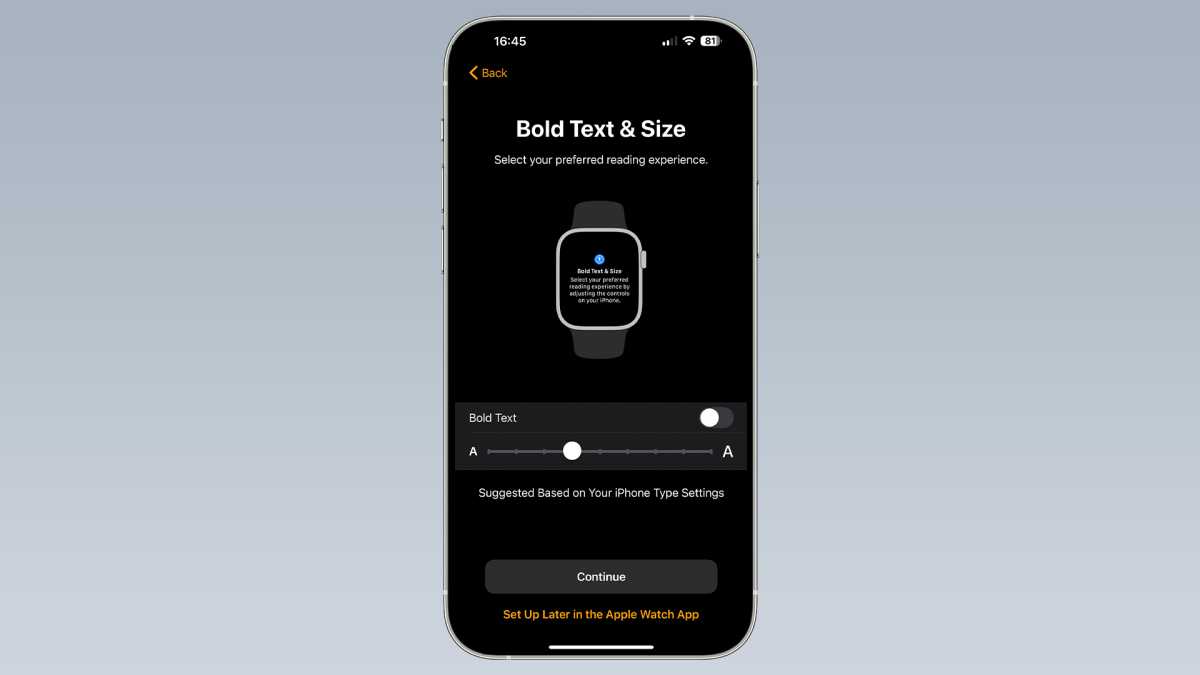 Apple Watch Setup - Bold Text and Size