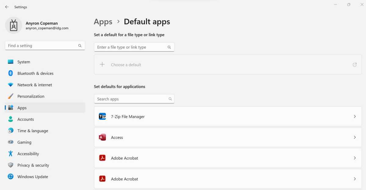Windows 11 choose default apps