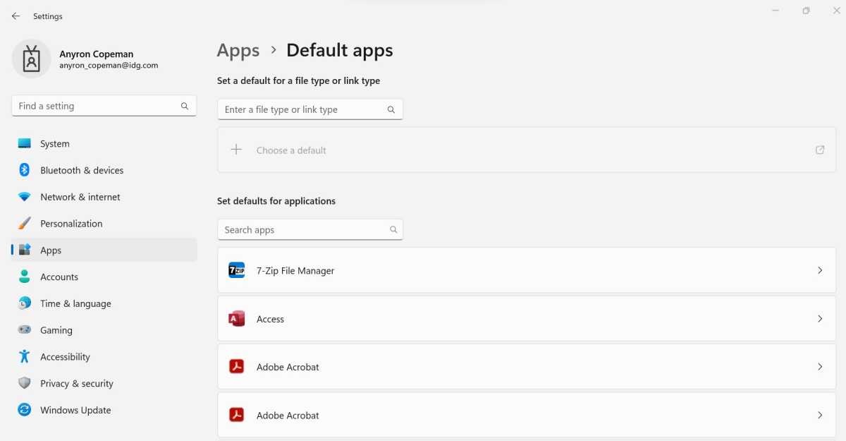 Windows 11 chooses default apps