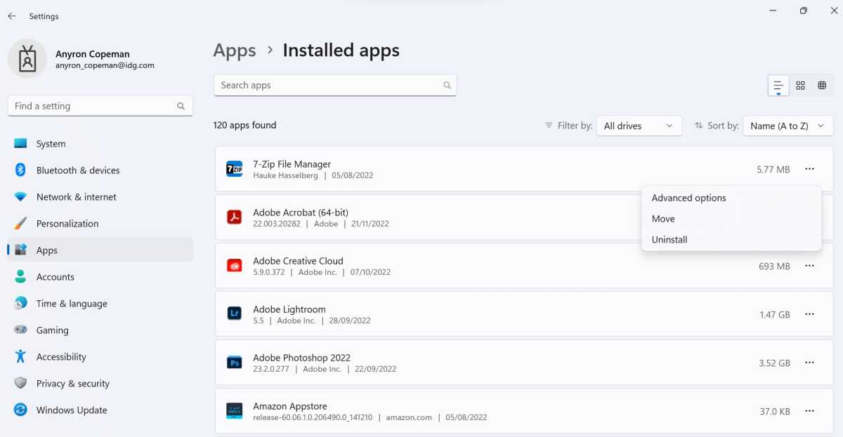 Windows 11 uninstall apps method