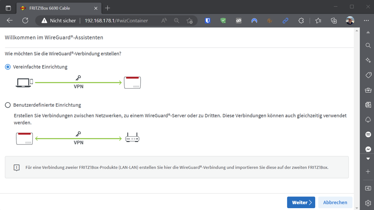 Wireguard in Fritz-OS einrichten