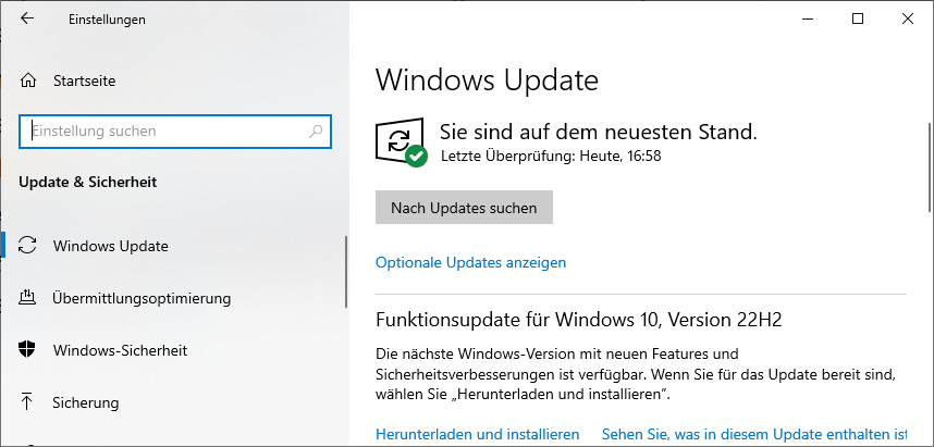 Installation auf Wunsch: Funktionsupdates werden nicht automatisch installiert, außer wenn die Windows- Version kurz vor dem Ende des Supportzeitraums steht.