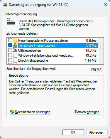 Mit der Datenträgerbereinigung entfernen Sie die temporären Dateien aus den Windows-Ordnern.