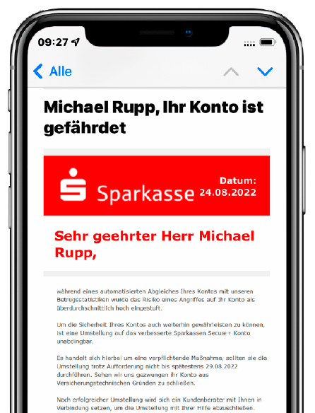 Niemals Links in Phishing-Mails anklicken