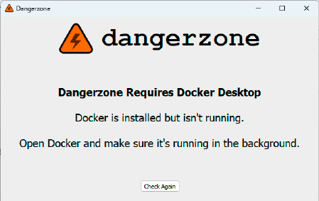 Damit Dangerzone funktioniert, muss die Virtualisierungssoftware Docker Desktop installiert und aktiv sein.