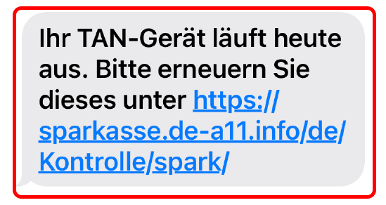 Solchen Links in SMS oder Messenger-Nachrichten dürfen Sie auf keinen Fall folgen