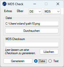 Mit der Freeware MD5 Check berechnen Sie den Hash-Wert einer Datei.