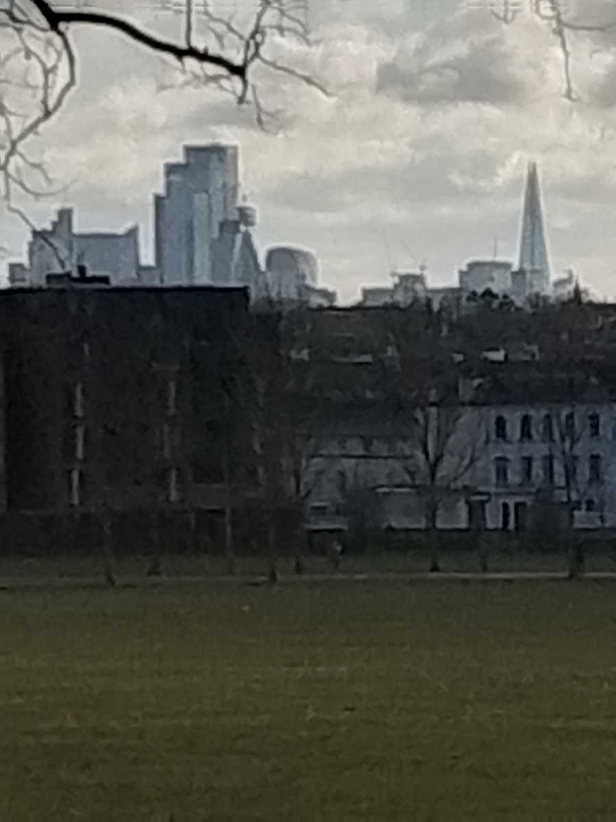 X8 zoom picture of a park in London on a cold day