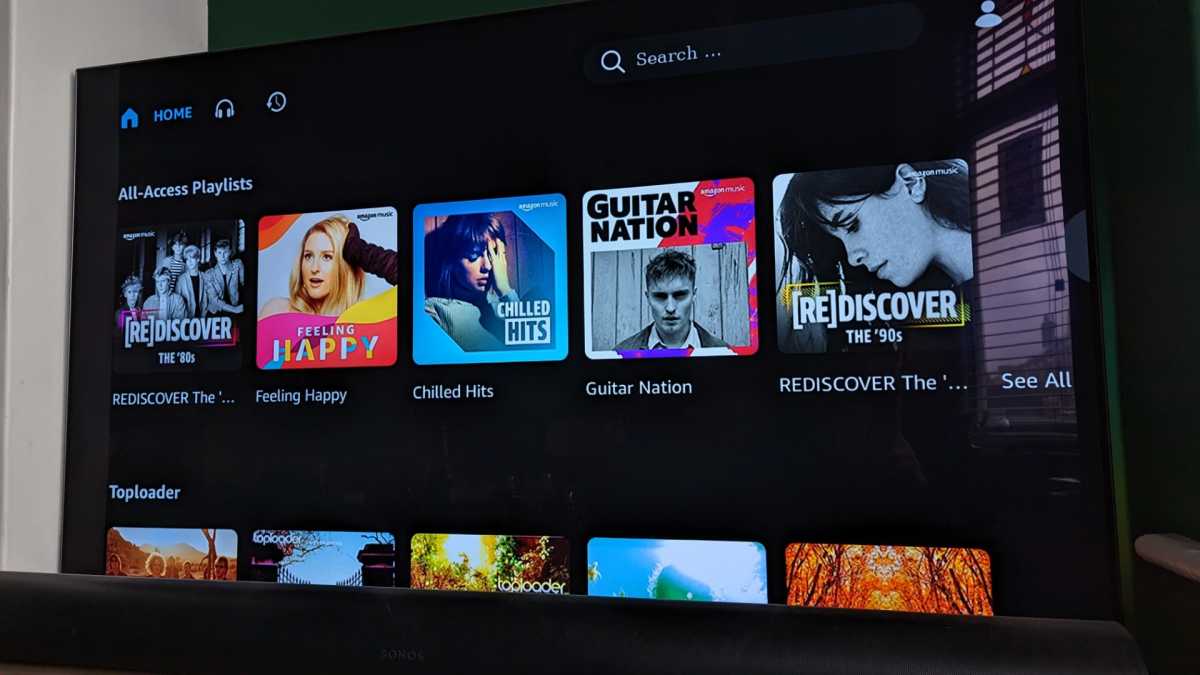 Amazon Music app interface on Sky Q