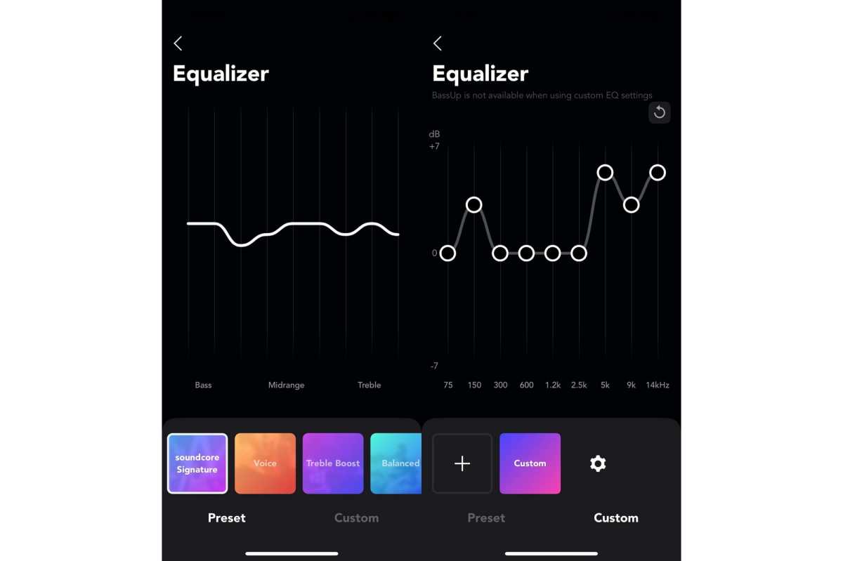 Paramètres d'égalisation intégrés à l'application Anker Soundcore Rave Party 2