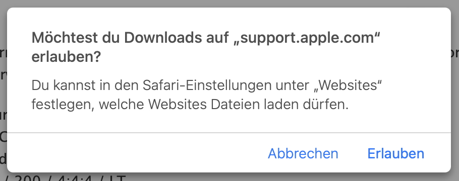 In DSafari den Download von einer Webseite erlauben