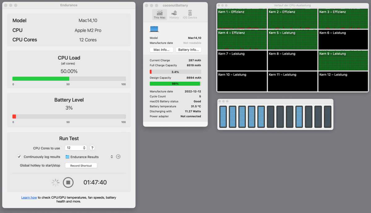 When the battery capacity is low, the Macbook Pro switches off 6 cores