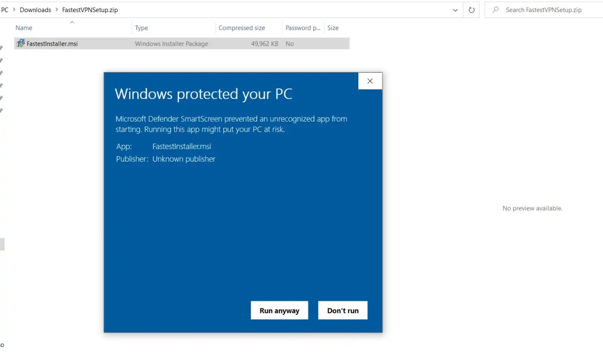 Instalador de FastestVPN para Windows