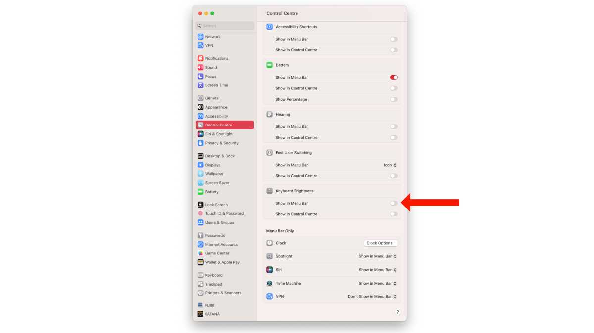 Using System Preferences to control Menu Bar items