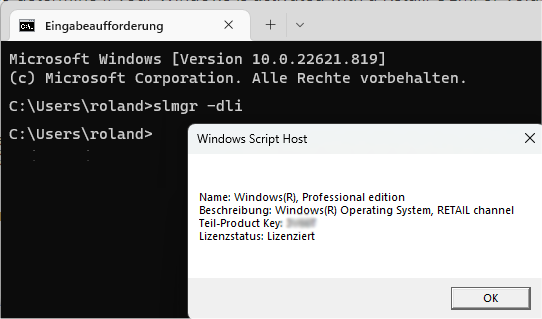 Windows Lizenzinformationen