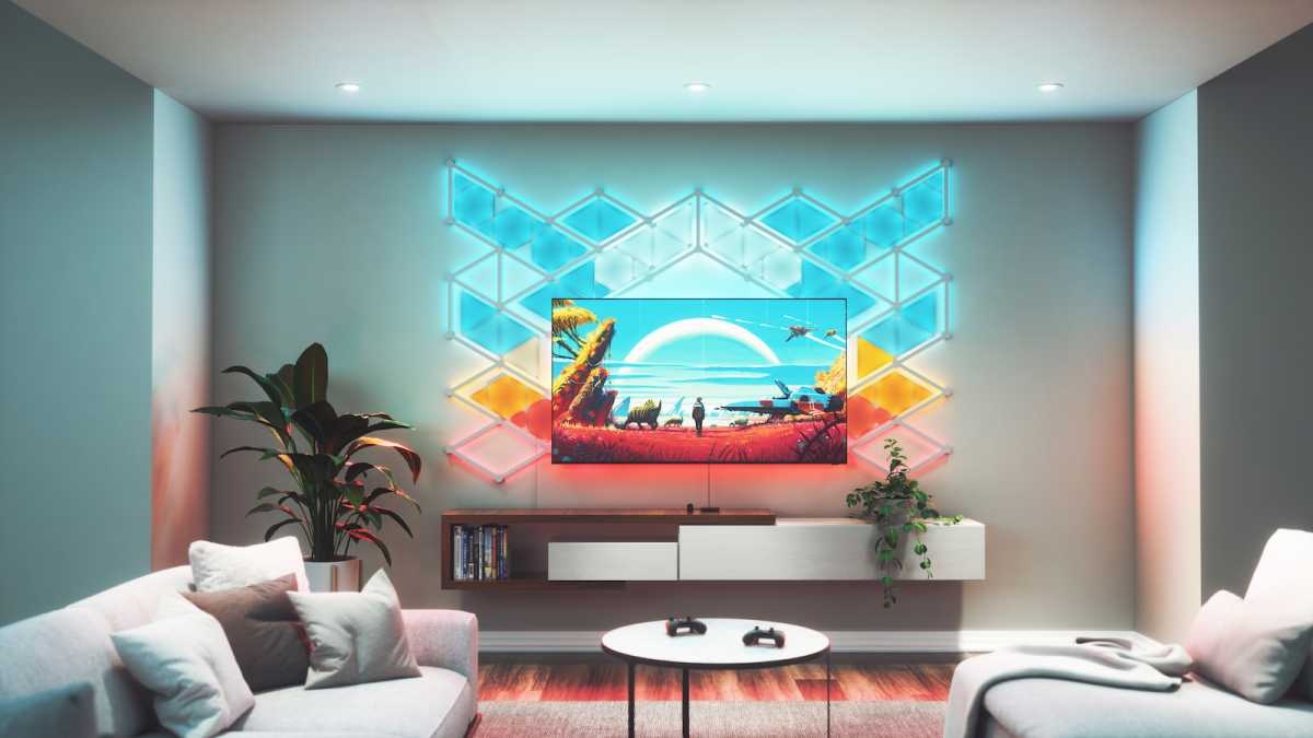 Nanoleaf 4D TV with the Shapes lighting set