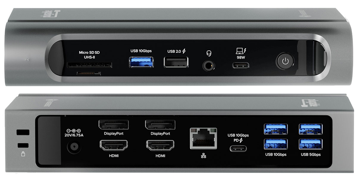 Ports Plugable Thunderbolt 4 & USB4 Quad Display Docking Station (TBT4-UDZ)