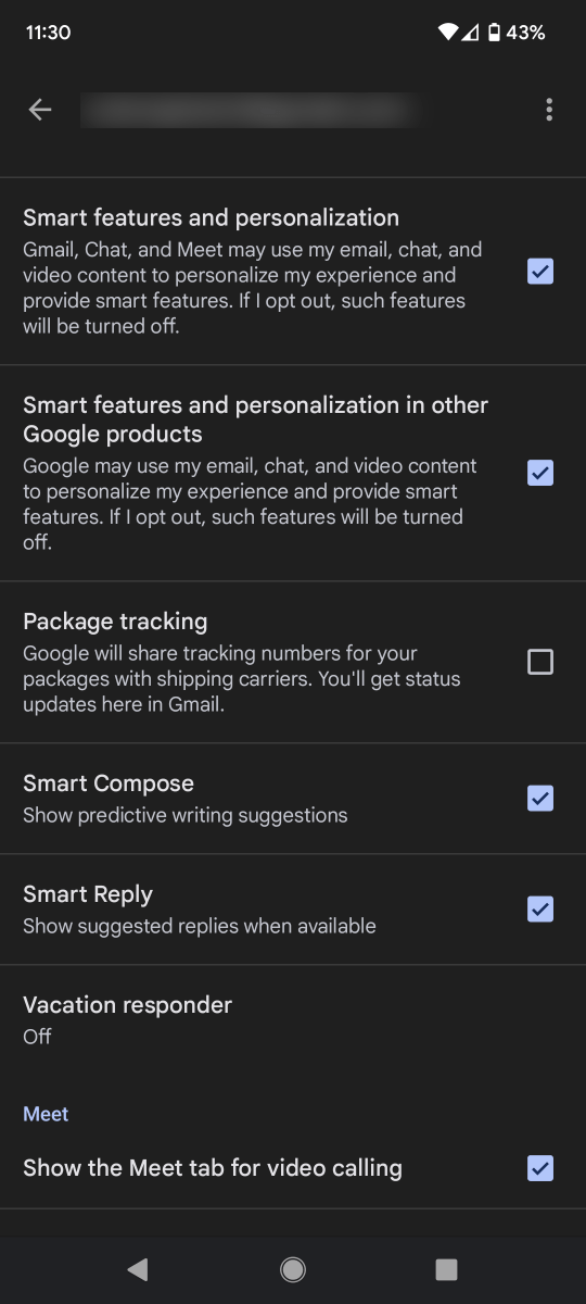 Gmail package tracking in Android app