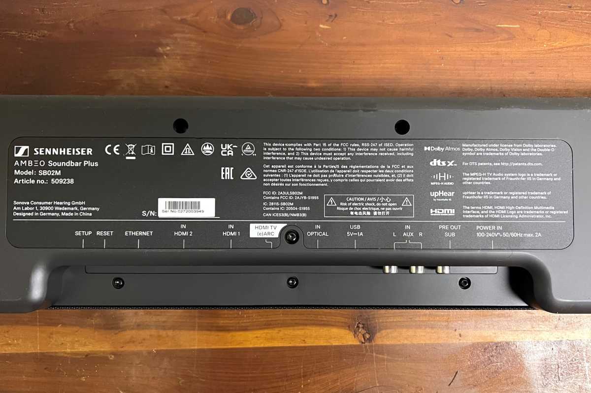 Sennheiser Ambeo Plus soundbar bottom view