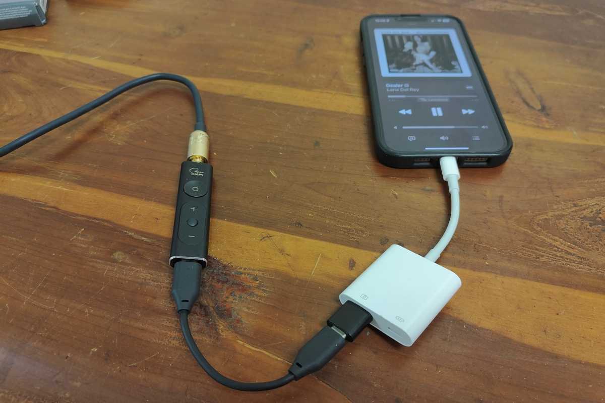 Creative Labs Sound Blaster X1 connected to iPhone
