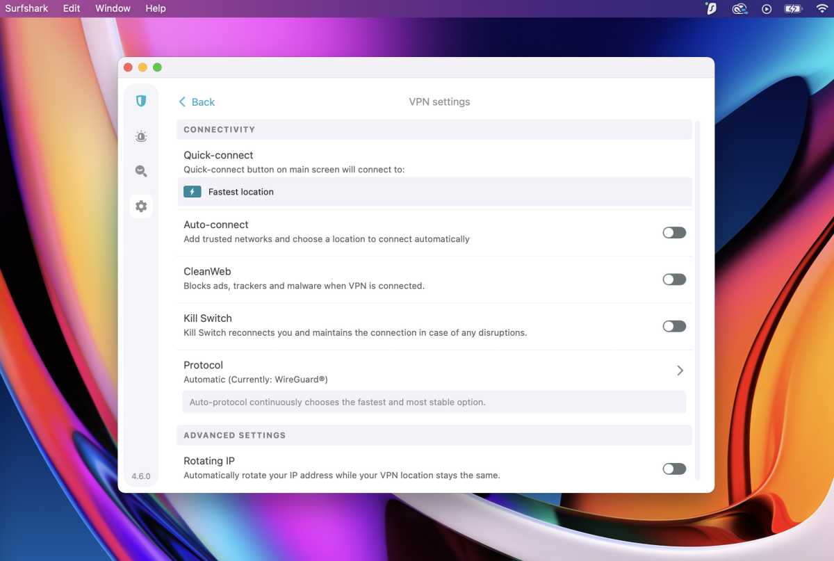 Surfshark macOS app - settings