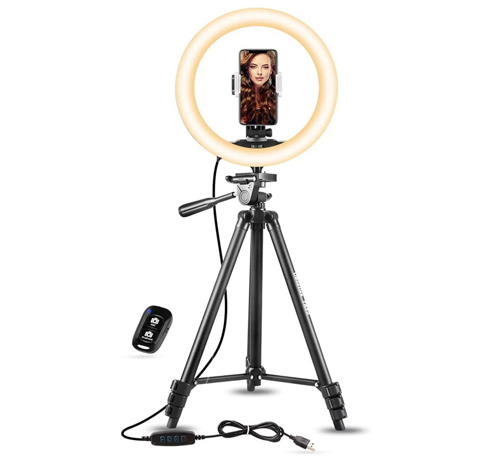 UBeesize Selfie Ring Light Tripod Phone Stand - Best phone stand with a light