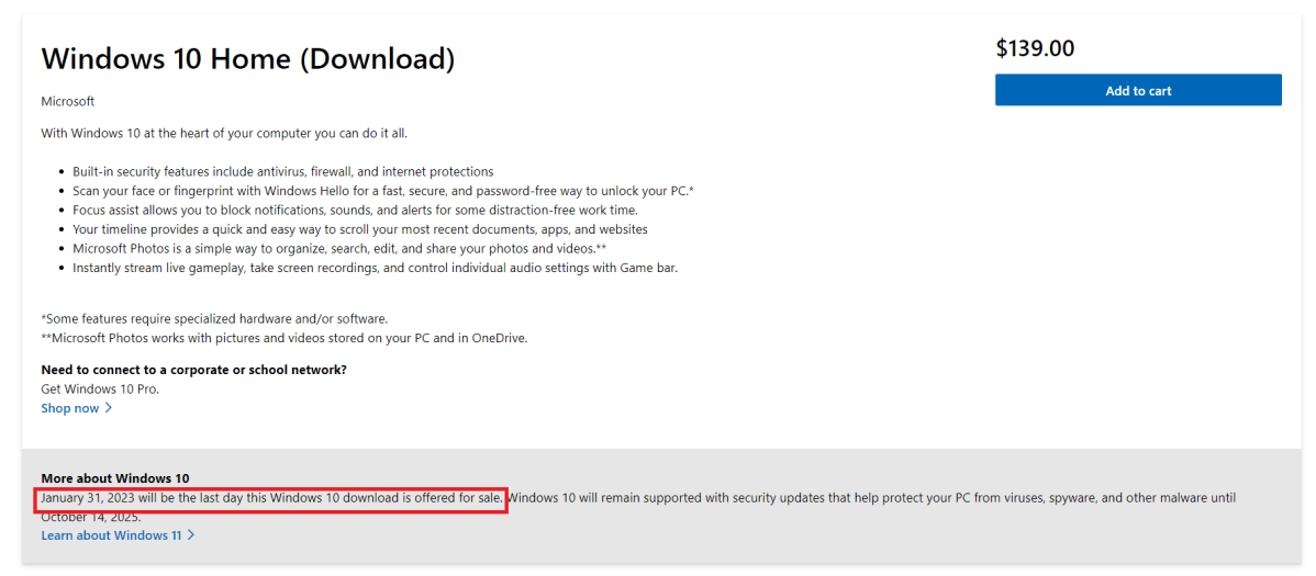 Microsoft will stop selling Windows 10 licenses in a few days