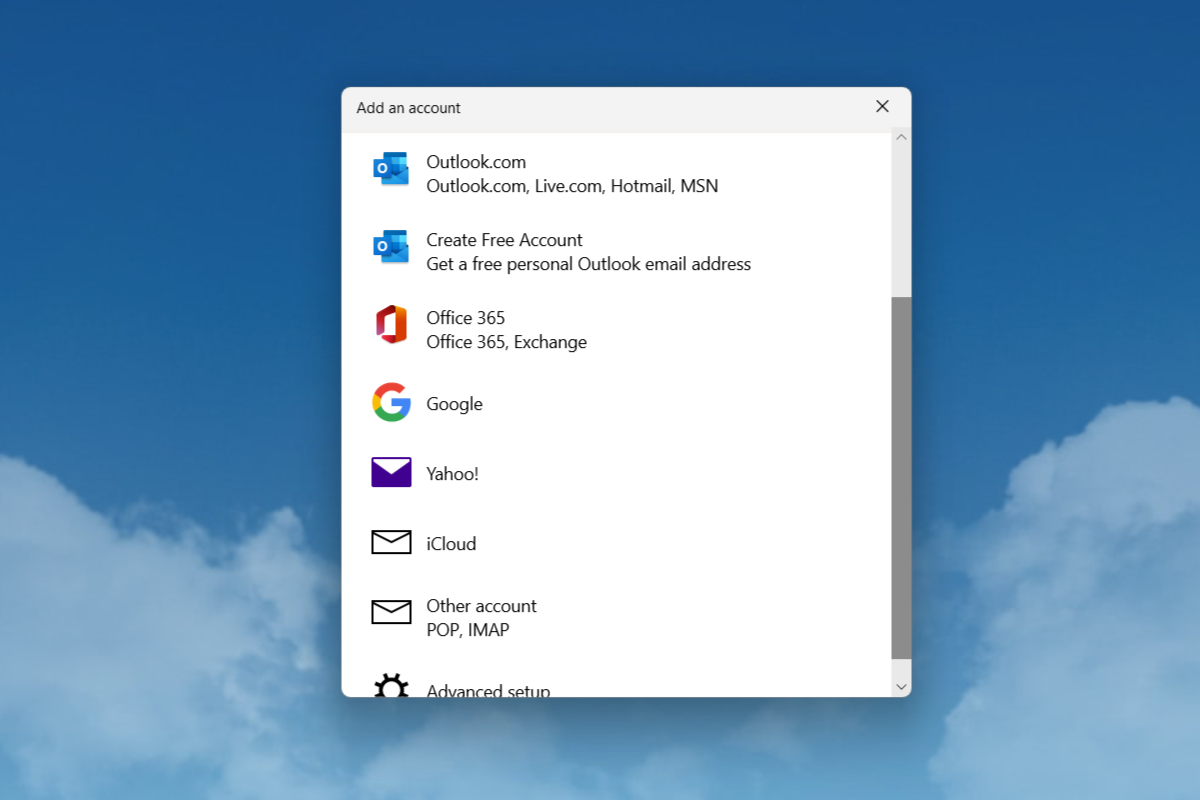 Adding emails into the Windows 11 Mail app