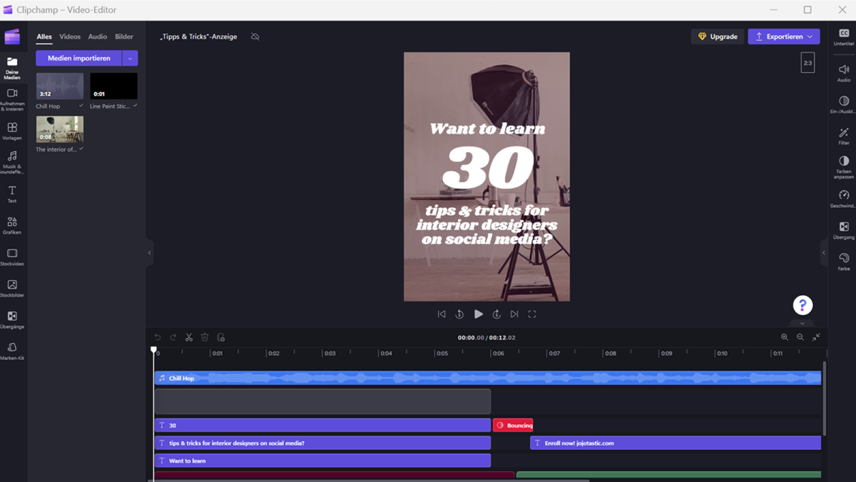 Clipchamp Video-Editor